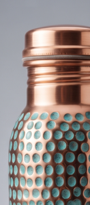 Bouteille d'eau en cuivre pur émaillé turquoise martelé, anti-fuite, pour la pratique de la yoga et de la fitness ayurvédique - Product Image 3