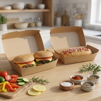 Caja de Cartón Corrugado Kraft Marrón Oscuro, Biodegradable, para Comida para Llevar, Restaurante, Almuerzo, Hamburguesas, Directo de Fábrica