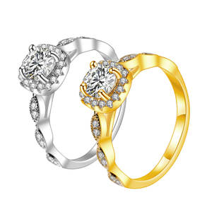 Anillo de cóctel AMBER JEWELS con diseño de hoja moderno, geométrico, con diamante cultivado en laboratorio, estilo hip hop, oro macizo de 14K, engaste de púas, certificado IGI - Product Image 1