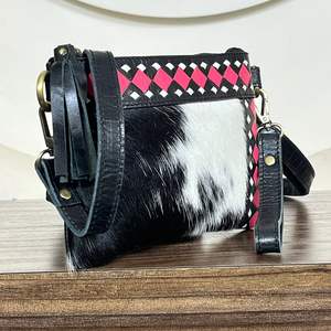 Sac bandoulière en cuir de vachette artisanal Western 2026, motif à carreaux, mini sac à bandoulière tendance avec dragonne pour femme - Product Image 4