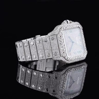 Reloj de Cuarzo Cuadrado de Lujo Vintage Seiko con Incrustaciones de Diamantes Moissanite de 40 mm, Resistente al Agua 3BAR, Esfera de Cristal de Zafiro, Números Romanos