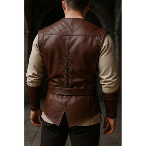 เสื้อกั๊กหนังเทียมทำมือสไตล์ยุคกลาง สีน้ำตาล ชุดเกราะโกธิค คอสเพลย์ ขายส่งจากโรงงาน ปี 2026 - Product Image 5