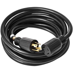 Cavo di prolunga per generatore da 40 piedi, calibro 10, con spina NEMA 5-15P, terminale maschio CA e cavo SJTW da 30 Amp con grado di protezione IP44 - Nuovo Modello - Product Image 1