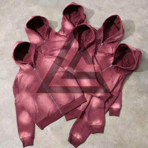 Ensemble de survêtements streetwear personnalisés pour hommes, 100% coton, effet délavé au soleil, sweat-shirts à fermeture éclair et pantalons de survêtement, ensembles de survêtements pour hommes - Product Image 5