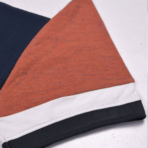 Men's Color Blocked Polo <b>Shirt</b> Short Sleeve Knitted Casual Style <b>Red</b> Navy <b>White</b> <b>Stripe</b> Design - Product Image 3