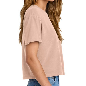 Trendy Colors <b>Peach</b> Cropped Mockup Casual Boxy Fit Crop <b>Top</b> T-Shirt Display Print Crop <b>Top</b> T-Shirt - Product Image 3