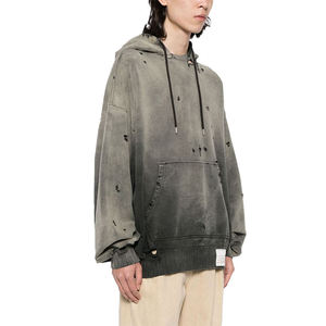 Vente en gros de sweats à capuche vintage délavés, qualité supérieure, effet délavé à l'acide, en coton mélangé épais, pour hommes, avec logo personnalisé - Product Image 3