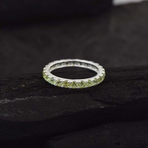 925 Sterling <b>Silver</b> Eternity Band Natural Multi Peridot Gemstone <b>Ring</b> Fine Jewelry Eternity Bands For Women's Wedding Party Wear - Product Image 4
