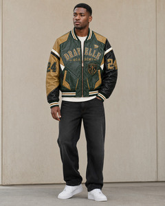 Chaqueta Bomber de Cuero Personalizada para Hombre, Diseño con Parche de Logotipo Bordado, Estilo Preppy, Dravelle Academy, Ropa de Otoño - Product Image 4