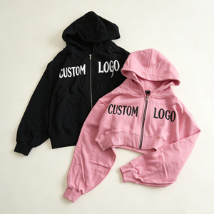 Clothing Manufacturer Premium Cotton Hoodies Men Custom Logo Hoodies Cropped Zip up Casual Streetwear Hoodies - Product Image 2
