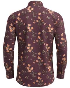 Camisa de Vestir Personalizada para Hombre con Estampado Floral Color Ciruela, Corte Entallado, Botones, Manga Larga, Informal, para Fiesta, Mezcla de Algodón, Hecha a Medida, OEM - Product Image 2