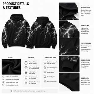 <b>Men</b> Black Solid Oversized Hoodie 100% Cotton Fleece <b>Pullover</b> Drop Shoulder Streetwear Sweatshirt Eco-Friendly Wholesale B2B - Product Image 5