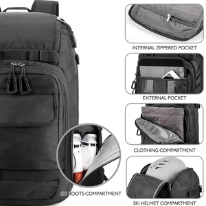 Sac de ski léger avec plusieurs compartiments et conception facile à transporter, sac de ski avec fermetures éclair robustes - Product Image 3