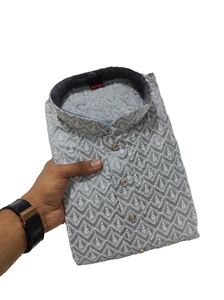 Embroidery Work Lakhnavi <b>Silk</b> Quick Dry Regular Fit Formal <b>Kurta</b> for Men's Wedding and Party Season - Product Image 2