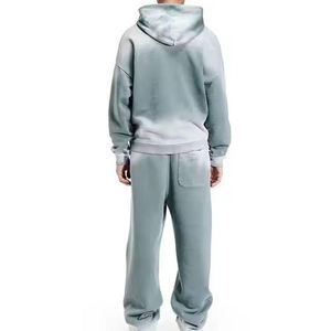 Ensemble de sweat-shirt à capuche gris pour homme, manches régulières, en molleton français, décontracté, pour l'automne, coupe ample, couleur unie, avec poche, fermeture éclair - Product Image 4