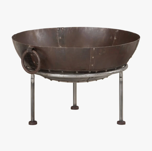 Brasero d'extérieur antique en acier pour bois, avec poignées et pieds robustes, foyer métallique, prix compétitif - Product Image 4