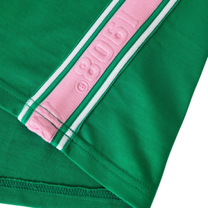   Chemise Premium Embossée Couleur Verte Col Rond Manches Courtes Style Grec Décontracté pour Femme Vêtement Haut de Gamme - Product Image 6