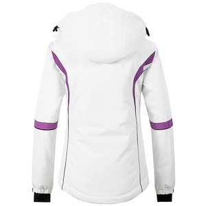 Chaqueta de Esquí Impermeable para Mujer, Color Blanco y Morado, con Capucha, Cierre de Cremallera, Aislamiento Sintético, para Invierno - Product Image 4