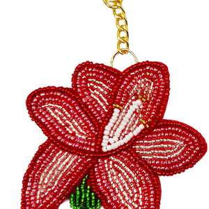 Porte-clés Fleur Perlé Fait Main, Breloque de Sac Brodé de Perles de Rocaille, Anneau de Clé Floral - Product Image 4