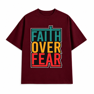 Camiseta para Hombre Faith Fear, 100% Algodón, Manga Corta, Tela Oxford Ecológica, Corte Holgado, Frente Largo con Logotipo, Estilo Urbano Informal, Cuello Redondo - Product Image 1