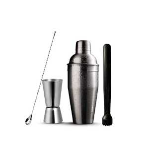 Ensemble de shaker à cocktails de luxe en acier inoxydable SKI, 4 pièces, accessoires de bar avec verseur à vin, doseur, verres, réutilisables, lavables au lave-vaisselle - Product Image 1