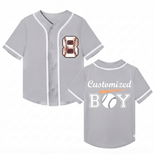 Custom Baseball Jersey V-<b>neck</b> Printed <b>Light</b> Grey Sports Short Sleeve Breathable 100% Polyester Mesh Unisex Summer Adult - Product Image 1