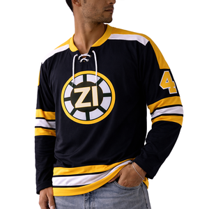 Camiseta de fútbol americano de malla negra y amarilla para hombre, estilo oversize, jersey deportivo de manga larga personalizado para compradores estadounidenses - Product Image 1