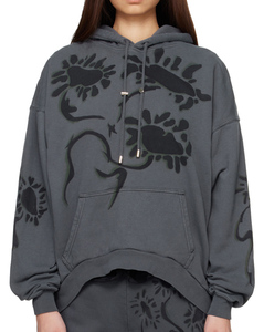 Sudadera con capucha roja con estampado de dragón negro, manga regular, estilo otoñal, 100% algodón, talla grande, prenda al por mayor - Product Image 2