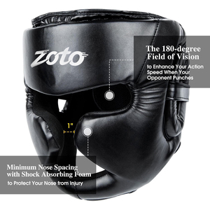 Stealth Black Boxing <b>Head</b> Guard with Adjustable Velcro Premium Leather Full Face Saver Protection Helmet Private Label Factory - Product Image 2