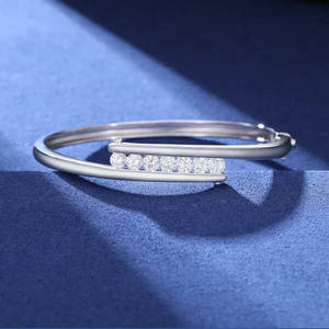 Diamond Bypass Cuff Bangle Gold Plated Stackable Wrist <b>Bracelet</b> Lab Grown IGI Certified Unisex Luxury Jewelry - Product Image 4