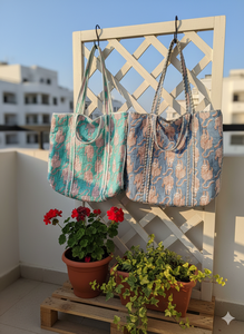 Bolso Tote de Algodón Acolchado Ligero Hecho a Mano, Color Sólido Vintage, para Viajes y Compras - Product Image 4