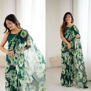 Hermoso Saree Tradicional para Fiesta con Trabajo de Espejos en Tono Colorido para Mujer, Disponible al Mejor Precio - Product Image 2