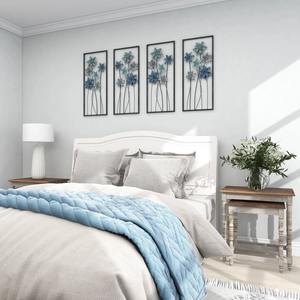 Ensemble de deux décorations murales florales en métal avec cadre noir, parfaites pour la décoration murale de la chambre et du salon, et pour l'aménagement de bureau. - Product Image 2