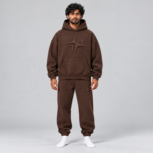 Heavyweight Cotton Hoodie Jogger Sweatsuit <b>Set</b> <b>Men</b> Oversized Drop Shoulder Relaxed Streetwear Pullover Everyday Casual Outfit - Product Image 4