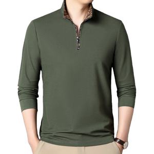 OEM logotipo personalizado bordado impreso diseño de los hombres de medio cuello alto camisa de fondo nueva primavera caliente otoño para Polo patrón sólido Kni - Product Image 1