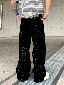 Trsousers Sweat à capuche et jean ample style baggy, décoré de strass, confortable, style américain, tendance urbaine, de marque - Product Image 2