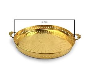 Thali de Pooja traditionnel en laiton avec poignée, assiette Aarti pour Mandir, temple, maison, décoratif, Thali Bhog festif - Product Image 6
