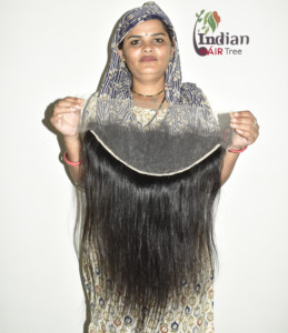 Extensiones de Cabello Humano Indio Liso y Recto con Doble Trama, Frontal de Encaje 13*4 para Mujer, Sin Procesamiento Químico, Precio al por Mayor - Product Image 3