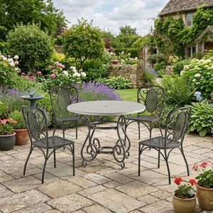 Ensemble de meubles de patio en fer forgé de style traditionnel KHP Vietnam, 4 places, table et chaises de jardin en métal robuste, vente en gros - Product Image 2