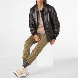 High Quality <b>Men</b> Varsity Vintage Sheep Skin Bomber Zipper Closure <b>Leather</b> <b>Jacket</b> Plus Size Breathable Moto Style Classic Fit - Product Image 4