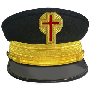 Gorra de fatiga del antiguo comandante de los Caballeros Templarios, con bordado metálico dorado, insignia masónica, gorra ceremonial de la Comandancia, sombrero masónico. - Product Image 4