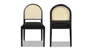 Chaise de salle à manger en bois massif Panama, chaise de salle à manger latérale en rotin courbé avec bois de teck et matériau en rotin naturel - Product Image 2