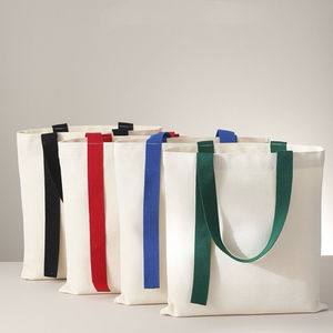 <b>Canvas</b> <b>Tote</b> Bag Medium Size White Cotton Shopping Bag Daily Use Hand Length Handle Style - Product Image 2