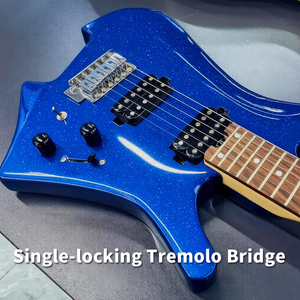 Guitarra eléctrica Blue Sparkle ST de 6 cuerdas con pastillas H-H, puente de trémolo simple, diapasón de palisandro, personalizada - Product Image 5