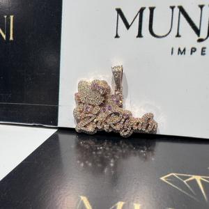 Colgante de collar chapado en oro rosa brillante, estilo Hiphop, con letra personalizada, diamantes y moissanita, unisex, certificado IGI - Product Image 3