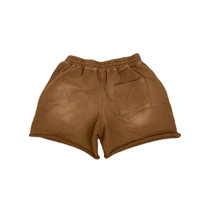 Shorts de sport pour homme avec logo personnalisé, effet délavé, 100% coton, style streetwear, pantalon de jogging d'été, poches solides, écologique - Product Image 3