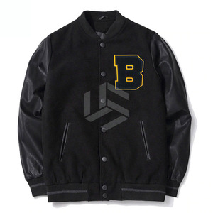 Custom Unisex Scratched Letter Patchwork Waterproof Breathable Windproof Eco-Friendly Varsity Varsity <b>Jacket</b> Men - Product Image 1