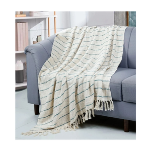 Manta de Cama de Algodón Orgánico Certificado GOTS, 70% Lana, 30% Viscosa, Color Marrón, Tela de Felpa Suave con Patrón Jacquard, Tamaño Individual - Product Image 5