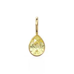Colgante de Cuarzo Limón de 7mm en Oro Amarillo Sólido de 14k con Engaste para Joyería / Piedra de Nacimiento de Noviembre / Gema Amarilla / Corte Pera - Product Image 1