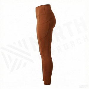 Leggings de Cintura Alta para Mujer, Color Sólido, Tejido Sin Costuras, Elásticos, Transpirables, con Bolsillos, para Todas las Temporadas - Product Image 3